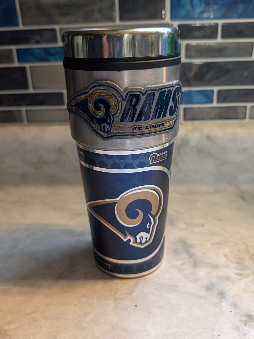 St. Louis Rams NFL Navy and Gold Stainless Steel Tumbler 16oz